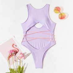 Слитный купальник с разрезом Shein