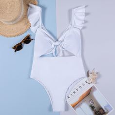 Слитный купальник с разрезом Shein