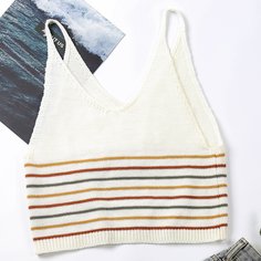 Вязаный топ с полосками Shein