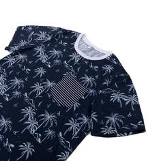 Мужская футболка в полоску с тропическим узором Shein