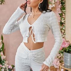 С батом перед Одноцветный Бохо Женские топы Shein