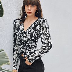 Топ на кулиске с принтом Shein