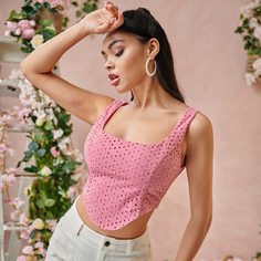 Застежка-молния сзади, короткий спереди, длинный подол сзади, короткий жилет из хлопка Shein