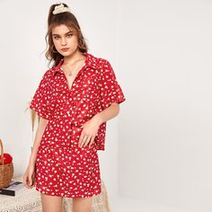 Юбка и блузка с цветочным принтом Shein