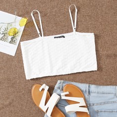 Простой укороченный топ со складками Shein