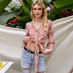 узел Пейсли Бохо Блузы Shein