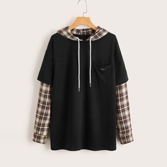 на кулиске Клетчатые изображения Институтский Свитшоты Shein