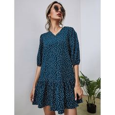Платье в горошек с пуговицами Shein