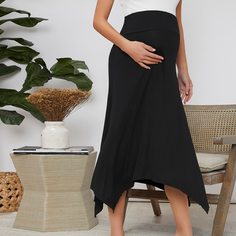 Асимметричный Одноцветный Элегантный Юбки для беременных Shein