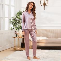 с карманами Одноцветный Элегантный Комплект пижамы Shein