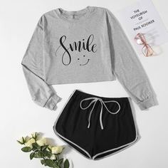 Пижама с текстовым принтом Shein