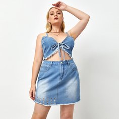 Джинсовый топ и юбка размера плюс Shein
