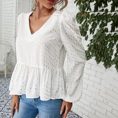 Принт Элегантный Блузы Shein