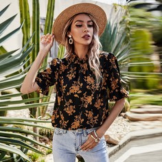 с оборками Цветочный Бохо Блузы Shein