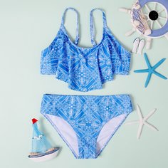 Преувеличенное кружево Цветочный Бохо Купальники для девочек Shein