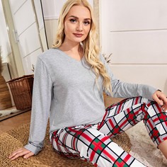 Клетка Повседневный Пижама размер плюс Shein