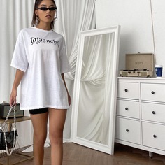 Футболка оверсайз с текстовым принтом Shein