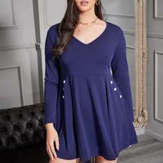 Расклешенное платье размера плюс с v-образным вырезом Shein