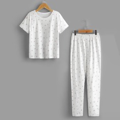 Принт космос Повседневный Домашняя одежда для девочек Shein