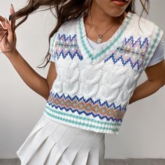 Вязаный жилет с узором аргайл Shein
