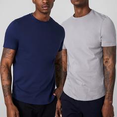 Мужская однотонная футболка с коротким рукавом 2шт Shein
