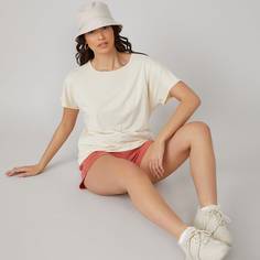 Одноцветный Повседневный Футболки Shein