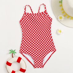 Слитный купальник с цветочным принтом для девочек Shein