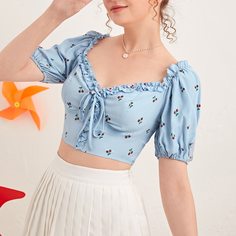 Короткий топ с принтом "вишня Shein