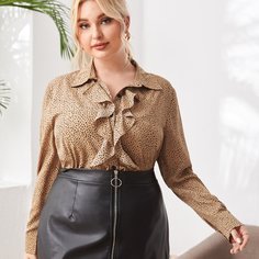 с оборками Принт Элегантный Блузы размер плюс Shein