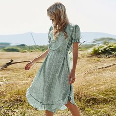 на пуговицах Растения Бохо Платье Shein