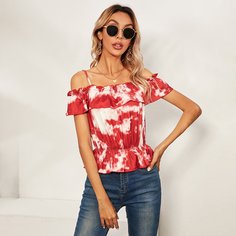 С оборками тай дай Бохо Женские топы Shein