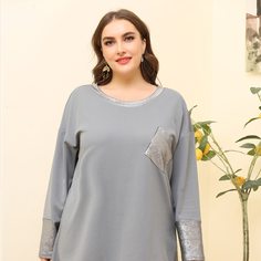 Аппликация Клетка Повседневный Футболка размера плюс Shein