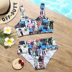 Принт Повседневный Купальники для девочек Shein