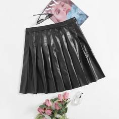 Плиссированная юбка размера плюс из искусственной кожи Shein