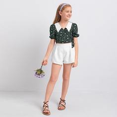 узел Цветочный Бохо Блузки для девочек Shein