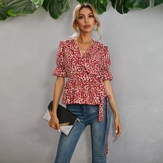 Пояс Принт Повседневный Блузы Shein