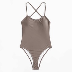 Однотонный слитный купальник Shein