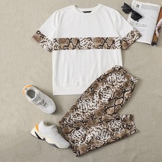 змеиный принт Повседневный Пижама Shein