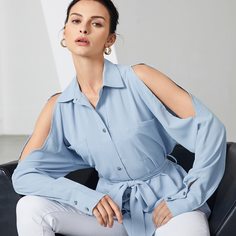 Пояс Одноцветный Элегантный Блузы Shein