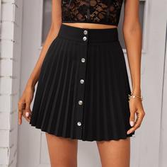 Плиссированная юбка с пуговицами Shein