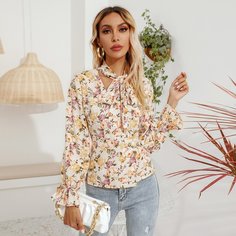 Цветочный Бохо Блузы Shein