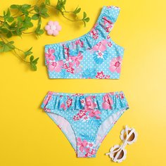 с оборками Цветочный Бохо Купальники для девочек Shein