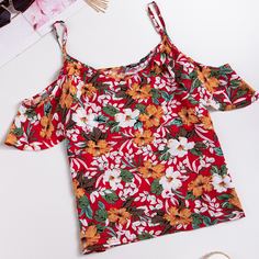 С оборками Цветочный Бохо Блузы Shein