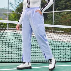 Карман Одноцветный Повседневный Брюки размер плюс Shein