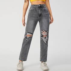 Рваные выбеленные джинсы Shein