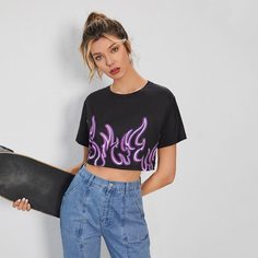 Огонь Повседневный Футболки Shein