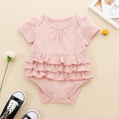 Боди-футболка с оборкой для девочек Shein