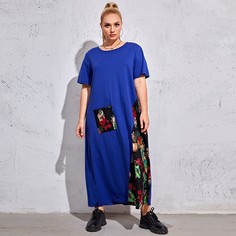 Карман Тропический Повседневный Платья размер плюс Shein