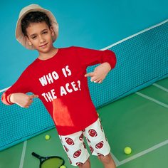 Топ и шорты с текстовым принтом для мальчиков Shein