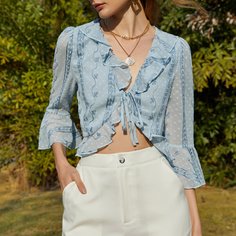 с оборками Со цветочками Бохо Женские топы Shein